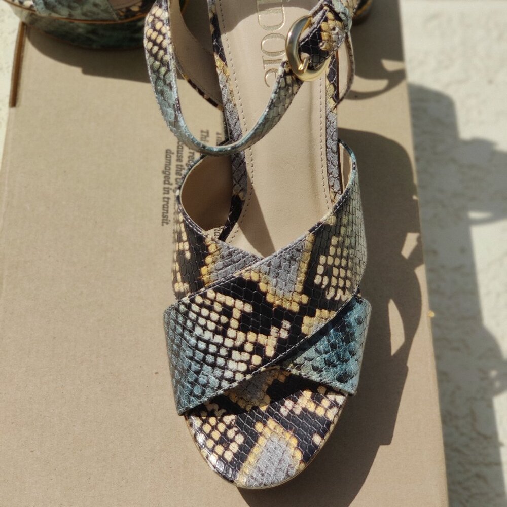 Idore Snake Print Python Platform Leather Sandals… - image 7